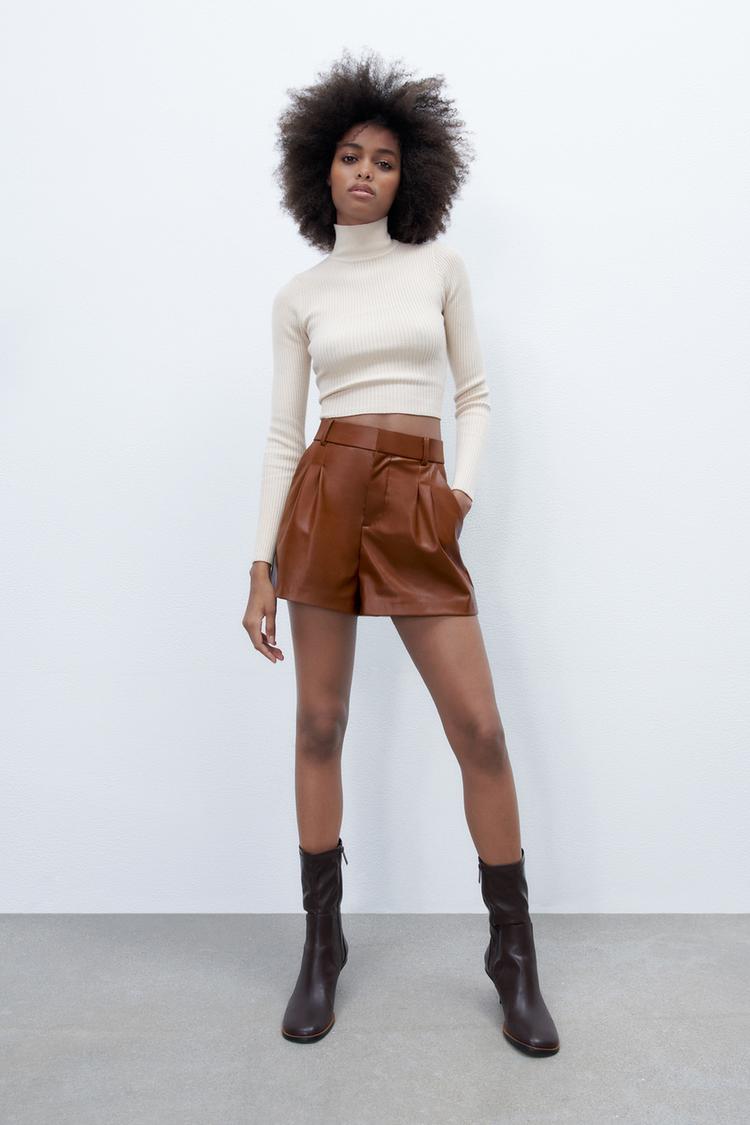 Leather shorts zara hotsell